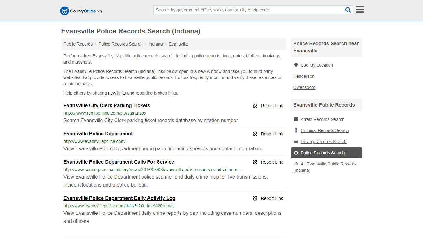 Police Records Search - Evansville, IN (Accidents & Arrest Records)